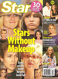 Illustration for article titled This Week In Tabloids: Aniston & Mayer Have Sex; Anorexic Stars Without Makeup